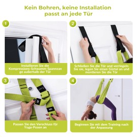 Domial Yoga Stretching Strap Door Hanging Strap Polyester Cotton Green for Yoga Stretching Ballet Shoulder Opening Pilates Dance Parties Core Strengthening Home Fitness