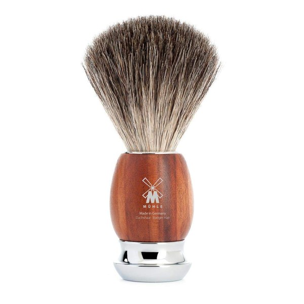 MÜHLE VIVO Plum Wood Pure Badger Shaving Brush - Luxury Shave Brush for Men, Rich Lather