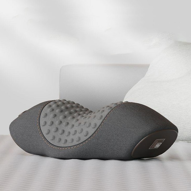 Heated Neck Support Pillow Massaging Memory Foam Breathable Cylinder Heated