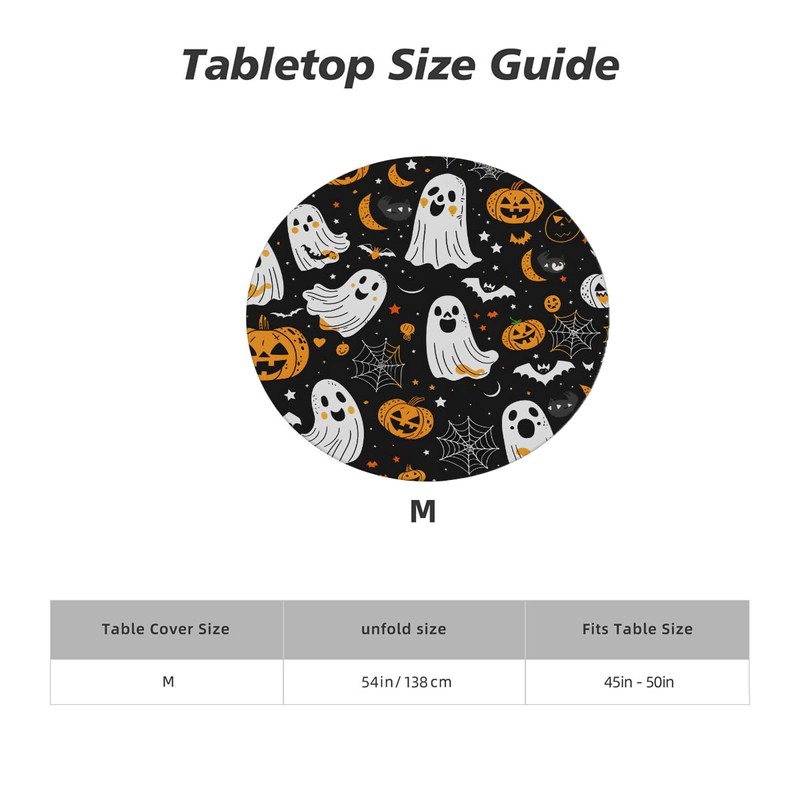 Halloween Ghost Fitted Round Tablecloth with Elastic Edge Round Table
