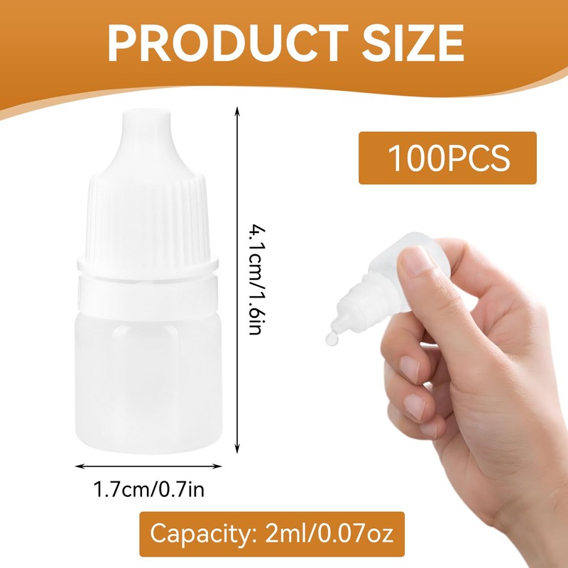 HERCHR 2ml Eye Dropper Bottles,100Pcs Squeezable Dropper Bottles,Dropper Potion Bottles