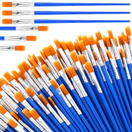 Fuyoooo 500 Pcs Flat Paintbrushes Bulk Small Mini Artist Paint Brushes Nylon Hair Paintbrushes for Acrylic Oil Watercolor Canvas Face Crafts Painting(Blue)