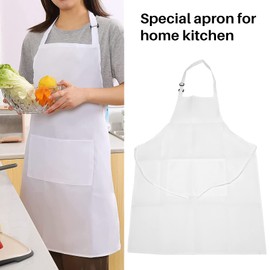 RUANI Kitchen Apron with 4 Pieces Tableware with Apron for Kitchen Adjustable with 2 for Men and Women White L, White, L