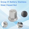 GGTE Group 31 Battery Stainless Steel Closed Nut, Battery Nuts