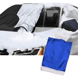 Car Windscreen Cover GENERISE Reversible All Seasons Car Screen Cover Winter & Summer - Protects Windshield from Frost, Snow, Ice & UV Rays Plus Ice Scraper for Car Windscreen