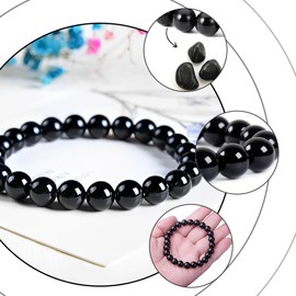 SULIUDAJI Obsidian Bracelet, Black Tourmaline Bracelet, Crystals Bracelet Women Men Pearl Bracelet Gemstones Healing Stones Bracelet Beads Elastic Bracelets Natural Stone Jewellery