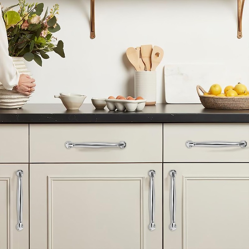 khtumeware 2 Pack 5 Inch(128mm) Polished Chrome Cabinet Pulls Heavy