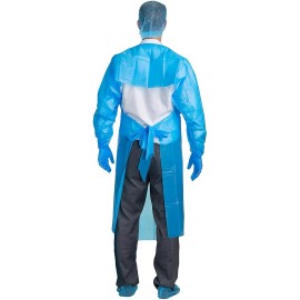 CPE 35 GSM Gown with Thumb Hole. Disposable CPE 35 GSM Isolation Gowns Blue With Thumb hole Medical 40 PACK