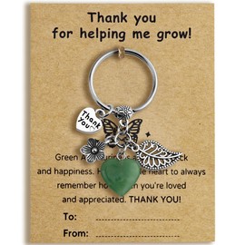 Teacher Appreciation Gift for Women - Thank You Green Aventurine Crystal Healing Stone Keychain - Best Teachers Day Gift Ideas for Daycare Preschool Teacher Cute End of School Year Gifts in Bulk