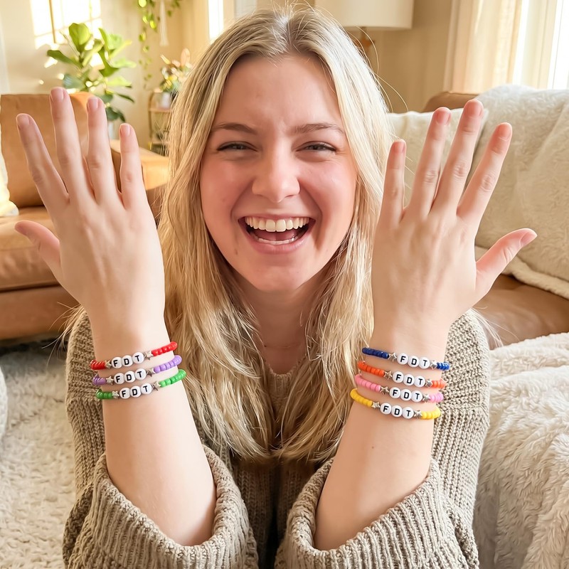 BHronony FDT Bead Friendship Bracelets - 12pcs Colorful Jewelry for