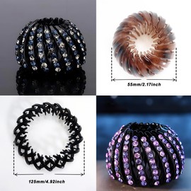 Pack of 4 Crystal Hair Clips, Vintage Bird Nest Hair Clips, Retractable Hair Loops, Hair Gripper, Hair Accessory, Hair Accessories for Girls and Women