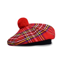 UMAM Scottish Traditional Tam o' Shatner Acrylic Wool Tammy Hat Flat Bonnet Kilt Many Tartans, Royal Stewart 003tcp, One Size