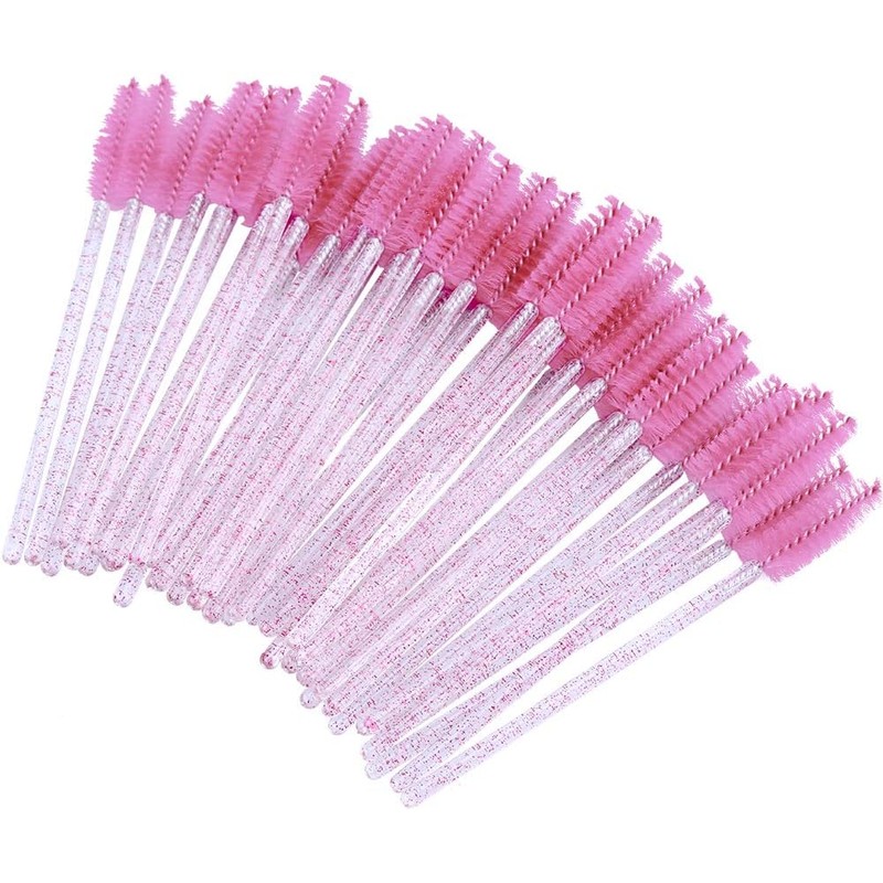 50 varitas de cristal desechables para pestañas y cejas, brocha