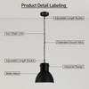BoostArea Black Pendant Lights Kitchen Island, 10.6" Large Metal Shade