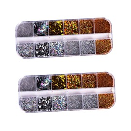 Healeved Colorful Glitter Sequin Nail Art Decoration of Mixed Shining Pieces for Manicure for Women and Girls Easy to Apply Pet Material