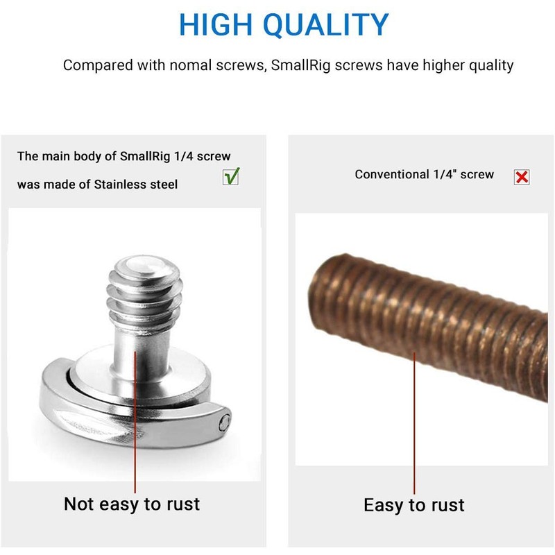SMALLRIG Camera Mounting Screw with D Shaft D-ring 1/4"-20 Mounting