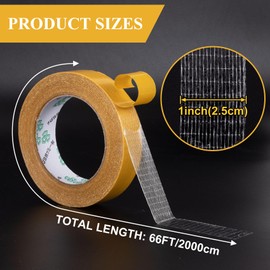 Pndeyo 66FT Heavy Duty Double Sided Fabric Tape, Strong Sticky Double Stick Carpet Tape, Multifunctional Double Sided Tape Roll for Holding Photo Frames Sofa Cushions Car Mats- Yellow