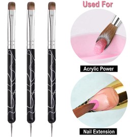 PCAORLEORS Acrylic Nail Brush, Dual-Ended Poly Gel Brush, Double Ended Acrylic UV Gel Nail Brush Gel Nail Tool for Acrylic Nails Extension (#8)