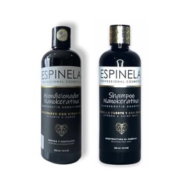 Espinela Kit Shampoo y Acondicionador Nanokeratina Hair Treatment  Shampoo y Acondicionador con Keratina, Tratamiento para Cabello                    