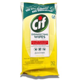 Fine Life Products Cif Multi Surface Disinfecting Hand Wet Citrus Wipes for All Hard Non Porous Surfaces, Remove 99 Percent of Diseases, 32 Count