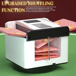 Generic Automatic Card Shuffler and Dealer Machine, 360° Rotating, 1-8 Players, UNO Texas Hold'em Blackjack Mahjong, 4 Dealer Buttons, 2 Deck, True Shuffling, Customizable Dealing, Portable, All Ages