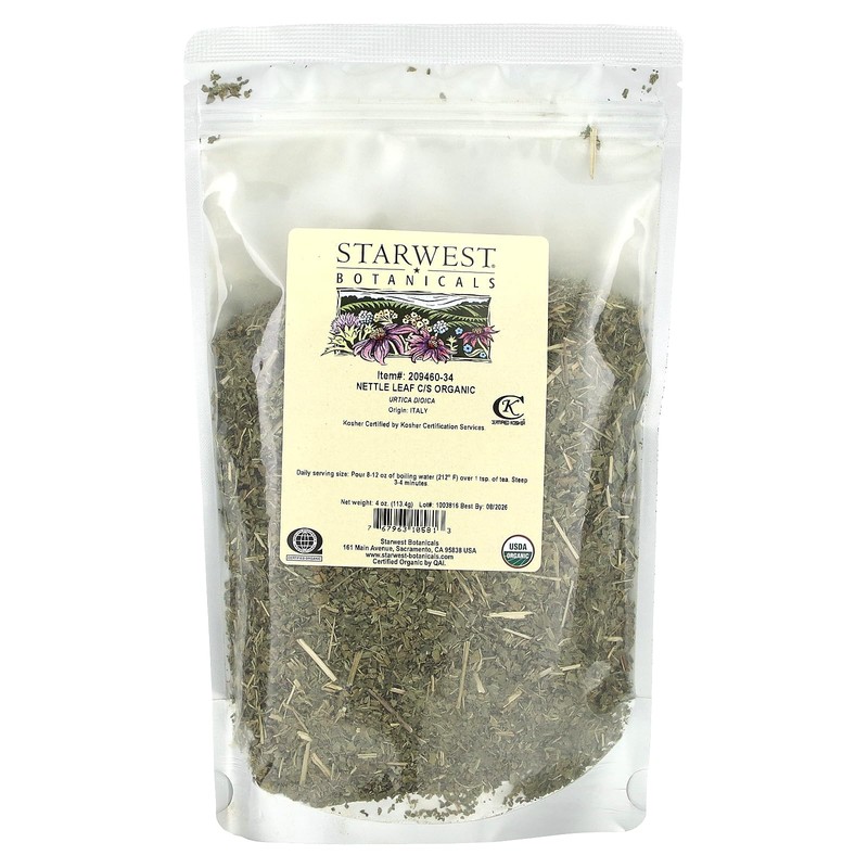 Starwest Botanicals Organic Nettle Leaf Tea, Cut and Sift, 4