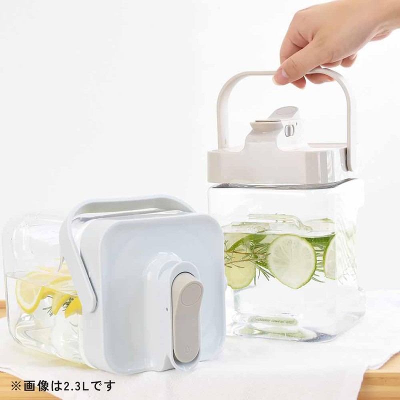 アイリスプラザ 横置きウォータージャグ 2.3L お茶ポット 冷水機 ドリンクディスペンサー 麦茶ボトル サーバー 横縦置き自由自在 グレー