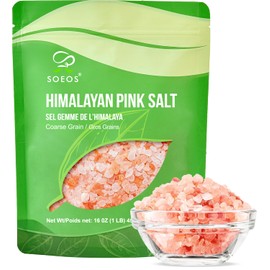 Soeos Himalayan Pink Salt, Coarse Grain, 16 Oz (1 Pound), Pink Himalayan Sea Salt for Grinder Refill