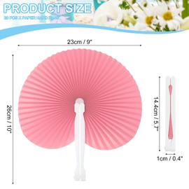 PATIKIL Round Shaped Paper Hand Fans, 20 Pack Bulk Folding Fan Handheld with Plastic Fan Handles for Wedding Party Decoration Birthday Guest Favors DIY Supplies, Pink