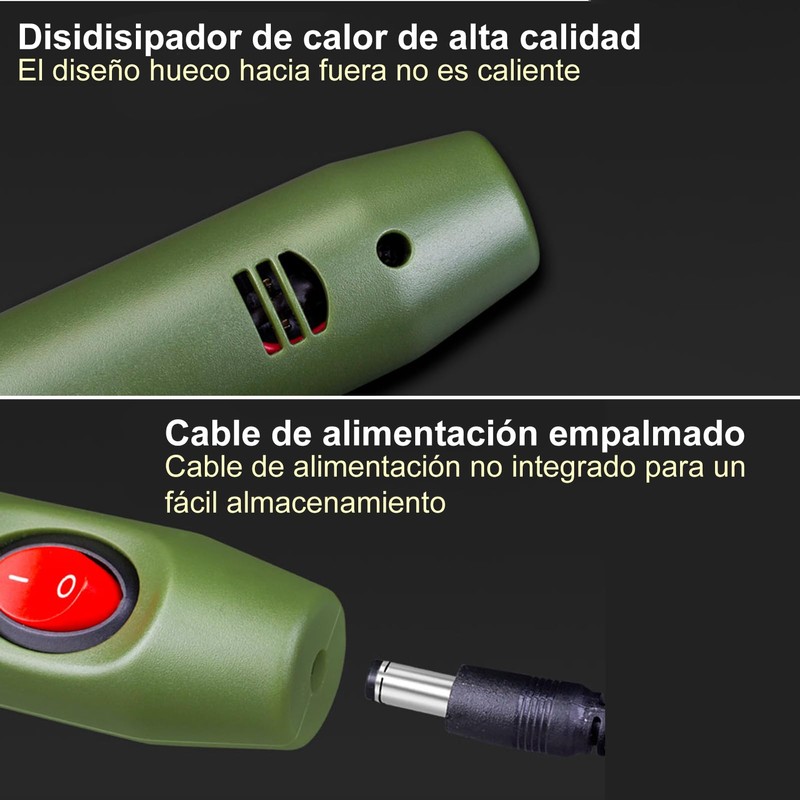 Mini Taladro Eléctrico, Amoladora, Grabador, Herramienta de Tallado Giratorio, Kit