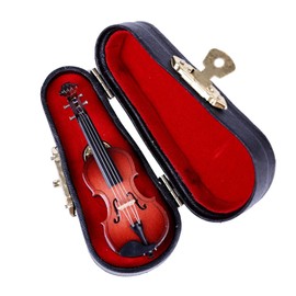 Dselvgvu Wooden Miniature Musical Instrument Fashion Lapel Pin Mini Musical Instrument Brooch Replica with Red Velvet Lined Instrument Case Birthday Gifts for Men and Women (2.76" Violin Pin)