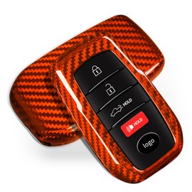 Key Fob Case Compatible with Toyota Tundra 2022 2023 2024, Glass Fiber Key Fob Cover Compatible with Toyota Sienna 2021 2022 2023, Fit for Sequoia 2023 2024,Orange