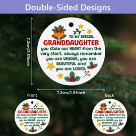 To My Granddaughter Gift Christmas Ornament Granddaughter Gifts from Grandma Grandpa Encouragement Gift from Grandparent Birthday Christmas Wedding Graduation Gifts for Granddaughters Ceramic Ornament