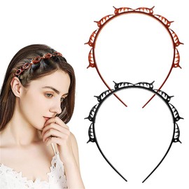 GGUFAY - 2 Headbands with Clips - Black and Brown - Multifunctional for Sports, Make-up, Leisure and Everyday Use - Ideal for Frontal Hair and Princesses - Hairstyles