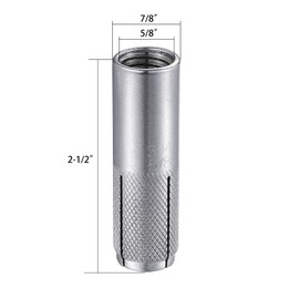 Wensilon(20 pcs) 5/8"-11 Premium Stainless Steel Drop in Anchors Assortment, Knurled Drop-in-Anchor for Solid Concrete, Internal Forced Expansion Screw Bolts