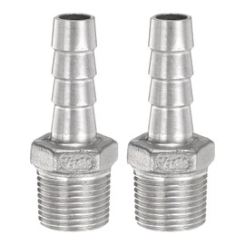 sourcing map 2pcs Stainless Steel Hose Barb Fitting 0.4" (10mm) Barbed x g 3/8" Male Pipe Fitting Air Hose Barb Fittings Coupler Thread Connector Adapter for Water Fuel