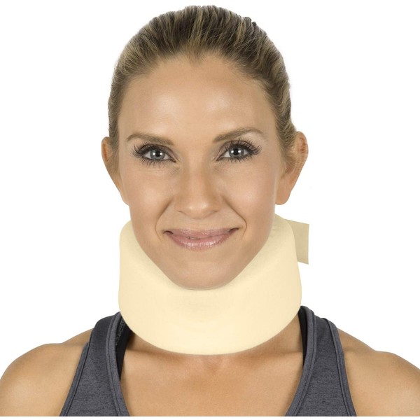 Vive Neck Brace - Foam Cervical Collar - Vertebrae Whiplash Wrap Aligns and Stabilizes Spine - Adjustable Spinal Support Can Be Used While Sleeping and Relieves Pain, Pressure