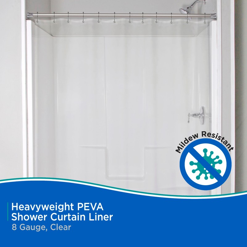 Kenney KN61455 Heavyweight 8 Gauge Waterproof PEVA Shower Curtain Liner