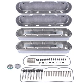 NEWZQ Two-Piece Polished Finish Finned Aluminum Valve Covers Replacement for GM V8 GEN. III/IV LS BASED