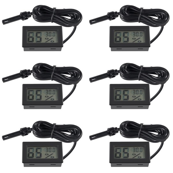 6 Pieces Digital Thermometer Hygrometer Mini Probe Thermometer Temperature Humidity