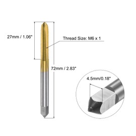 sourcing map Thread Tap Metric M6 x 1, Titanium Coated Cobalt HSS (High Speed Steel) 3 Straight Flutes Machine Mini Micro Screw Threading Tapping Repair Tool for Watches and Clocks