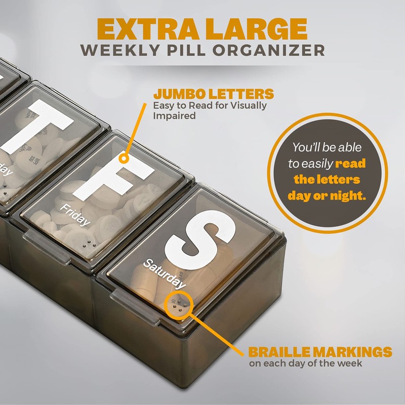 Weekly Pill Organizer - (Pack of 2) Extra Large Vitamin