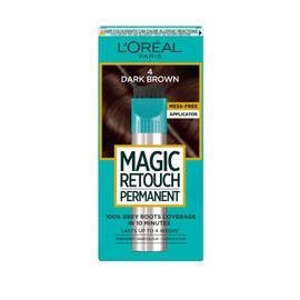 L'Oréal Paris Magic Retouch Permanent Root Concealer, Touching Up Grey Hair Dye, Dark Brown 4