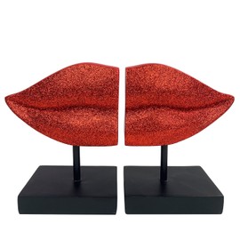 Decorative Bookends for Heavy Books, Resin Heavy Duty Book Ends for Shelves, Book Stopper for Shelves, Unique Lips Decorative Bookends, Modern Bookends Decorative, Cool Bookends Set of 2