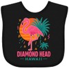 inktastic Diamond Head Hawaii Flamingo Retro Sunset Baby Bib Black