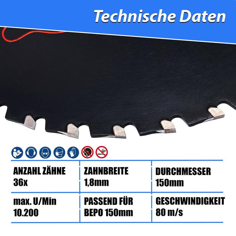 LXDIAMOND Carbide Saw Blade 150 mm for Wood, Metal, Steel