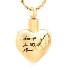 Minicremation Cremation Jewelry for Ashes - Memorial Keepsake - 316 L Stainless Steel Ashes Holder/Locket - Urn Pendant Necklace for Women/Men/Beloved (Gold, Stainless Steel)