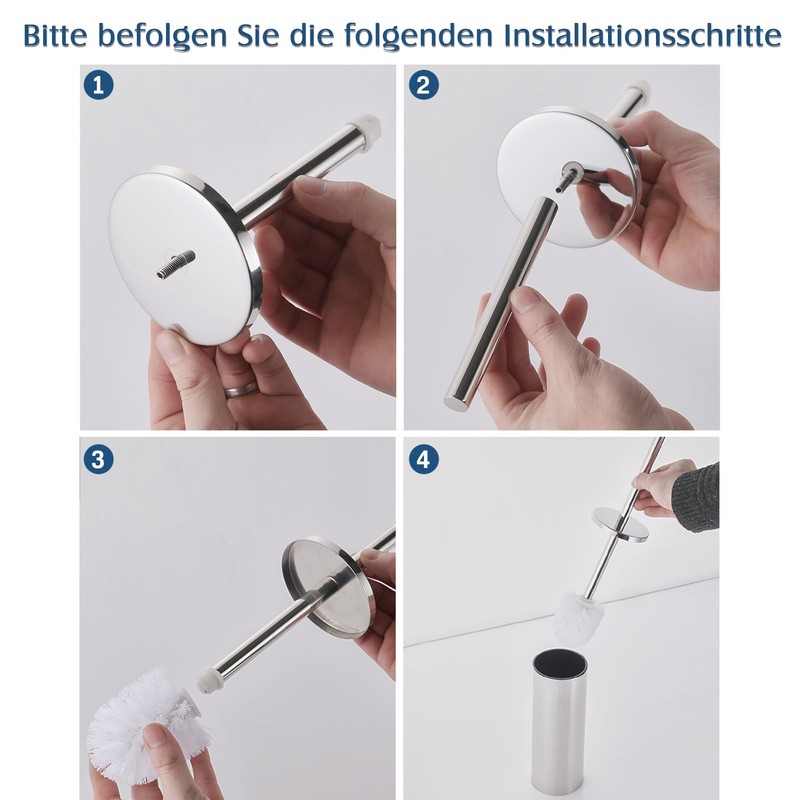 FIISAYL Miroir Toilet Brush with Stainless Steel Handle and Base