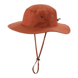 Magracy Men's UPF 50+ Wide Brim Sun Hat with Neck Flap UV Protection Mesh Safari Hat Fishing Hat, brown