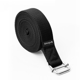 Vivva Yoga Strap for Stretching Non-Elastic Yoga Belt Durable and Comfy with Adjustable Easy-Feed Buckle for Pilates Gym Workouts Yoga Fitness (Black)